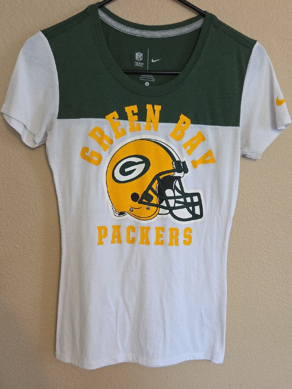 Nike White/Green/Gold Green Bay Packers Helmet Tee
